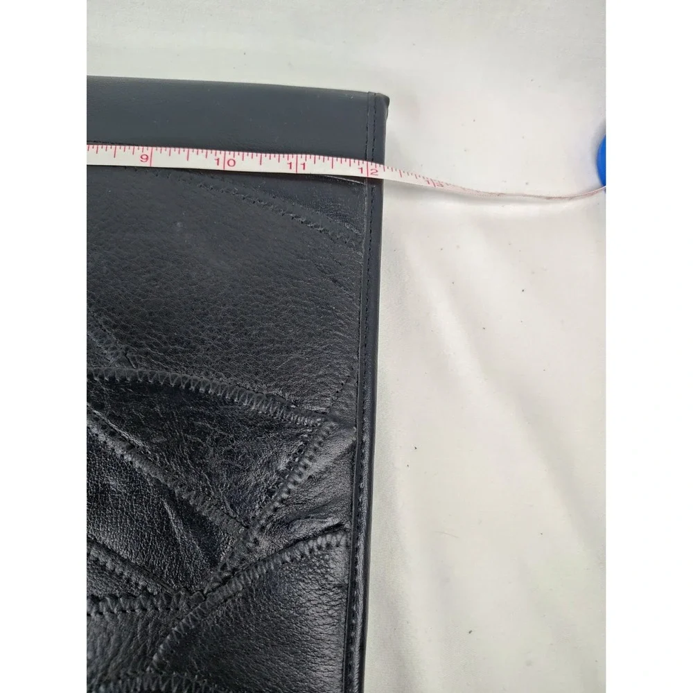 Vintage London Fog Black Leather Patchwork Portfolio Padfolio Organizer Case